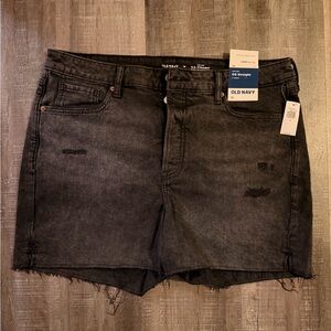 OLD NAVY High-Rise OG Straight Jean Shorts – Black Wash – Size 16 – NWT
